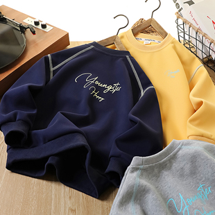 男童卫衣春秋2026新款儿童帅气字母印花上衣中大童圆领百搭长袖衫