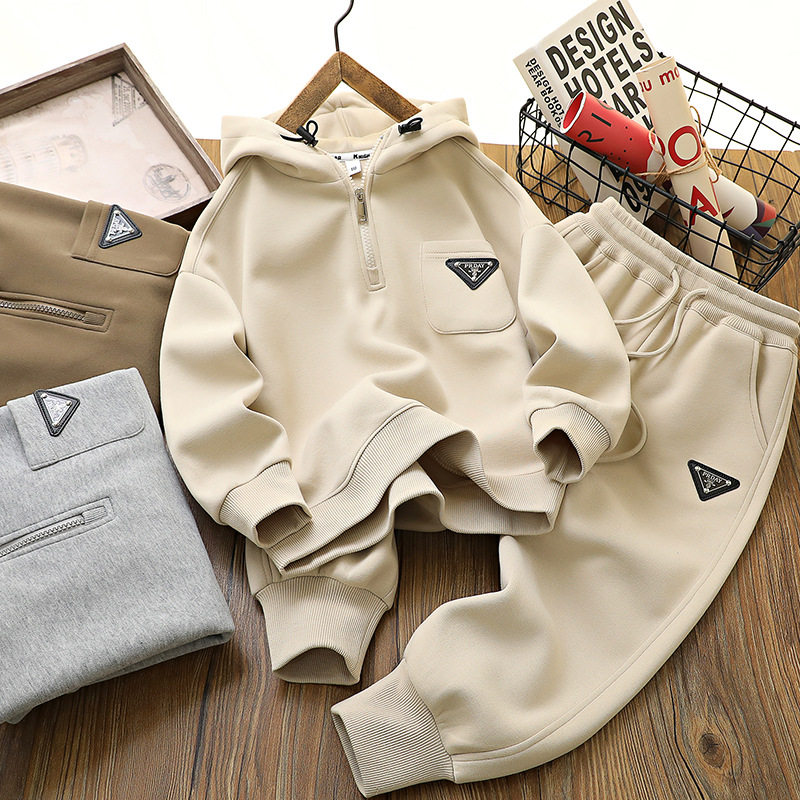 【清仓】男童连帽卫衣套装2025春秋新款儿童运动服中大童两件套潮