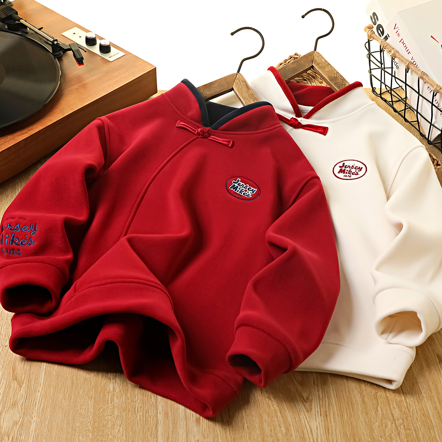 男童红色加绒卫衣冬装2025新款