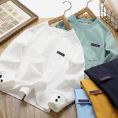 纯棉儿童圆领洋气打底衫 男童长袖 T恤春秋2026新款 中大童休闲上衣