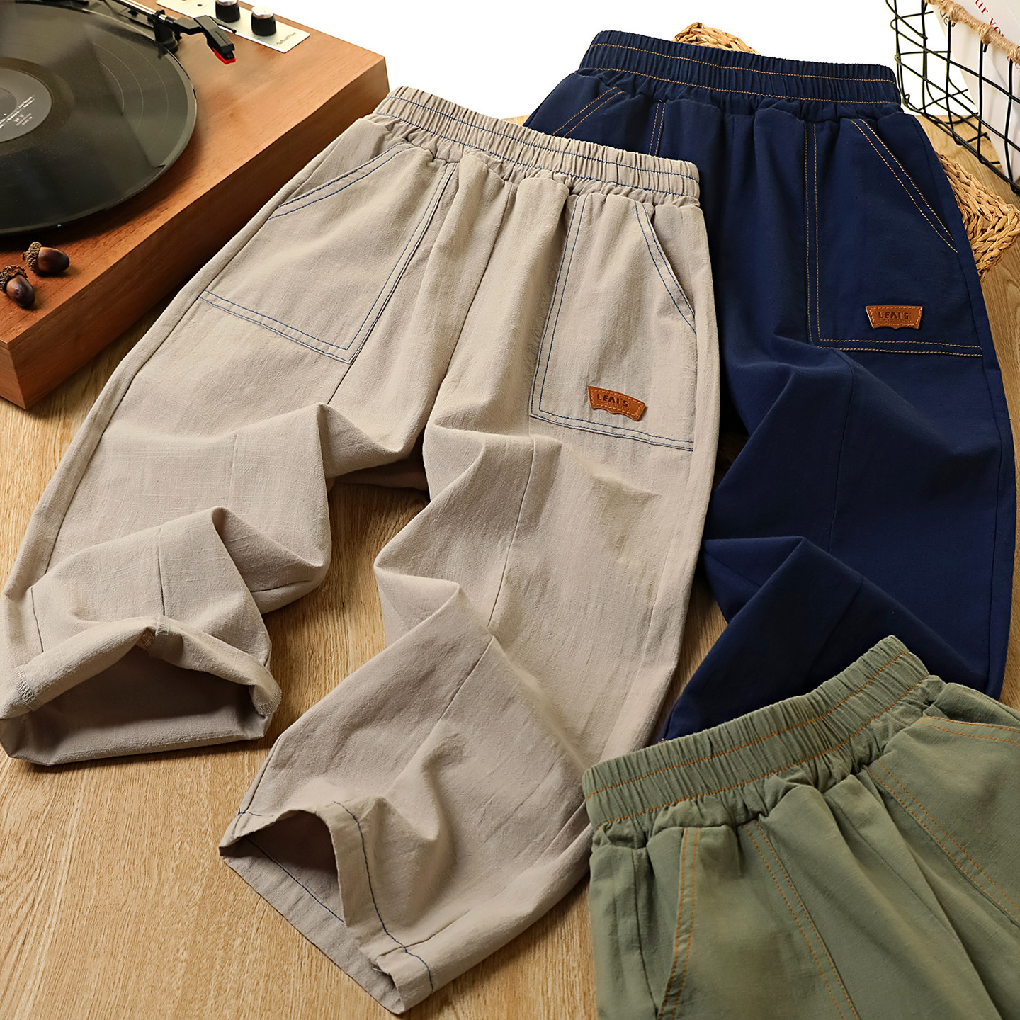 男童夏季裤子2026新款薄款儿童棉裤休闲长裤中大童透气百搭运动裤