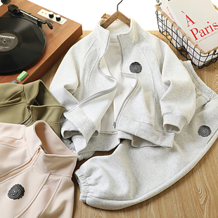 男童套装春秋2026新款儿童拉链外套裤子两件套中大童帅气运动服潮