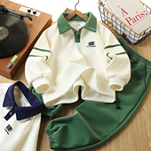 儿童上衣裤 2026新款 子休闲两件套中大童潮 春秋装 男童翻领卫衣套装