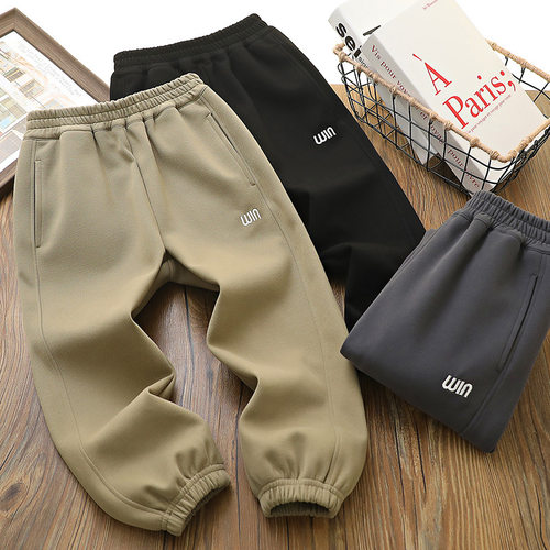 男童加绒裤子2025秋冬新款卫裤