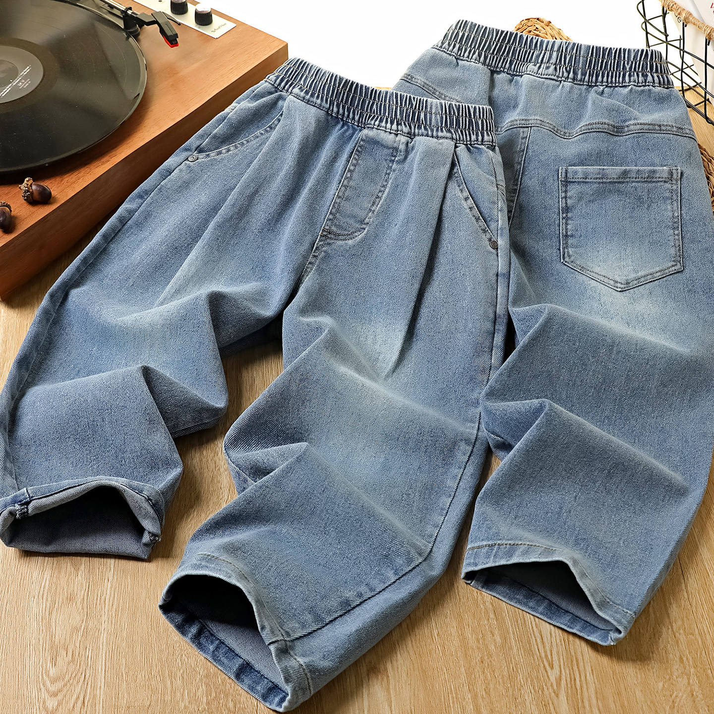 男童裤子春秋2026新款儿童磨砂洋气牛仔裤中大童休闲百搭长裤男孩