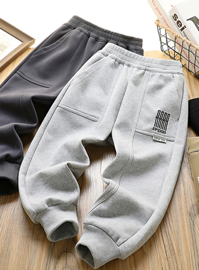 男童秋冬装加绒裤子2025新款休闲卫裤儿童帅气长裤中大童运动裤潮