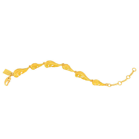 justgold镇金店纯洁轻羽黄金足金手链1219241Y 约11.1克