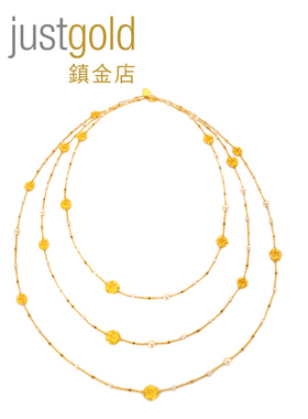 justgold镇金店清渟荷香黄金足金套链项链1416511Y