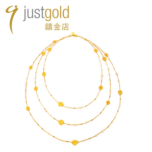 justgold镇金店清渟荷香黄金足金套链项链1416511Y
