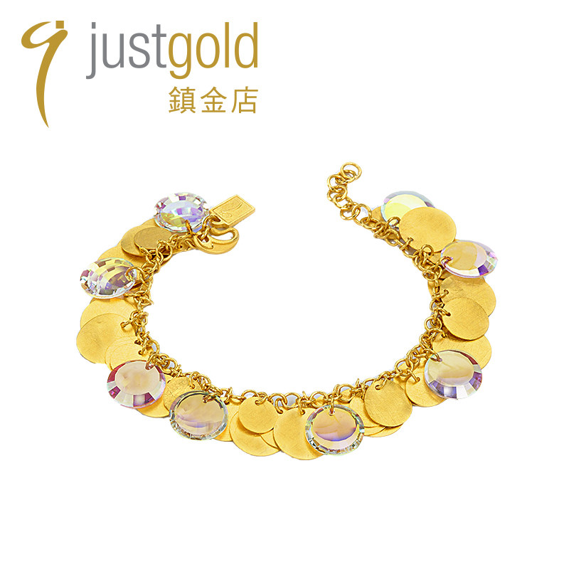 justgold金店秋叶整圈片黄金足金手链手镯1220261Y