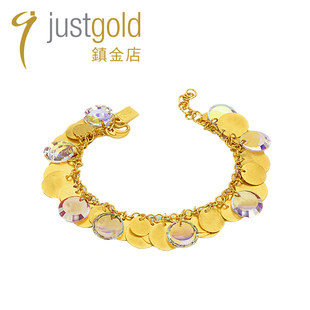 justgold金店秋叶整圈片黄金足金手链手镯1220261Y