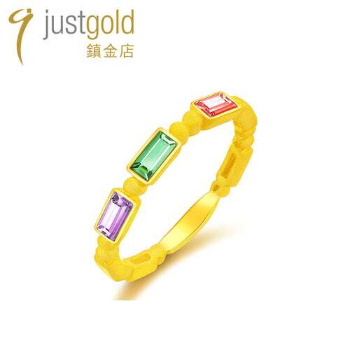 justgold足金戒指瑰丽莹雪粉红