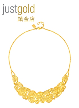 justgold镇金店金叶良缘黄金足金项链套链1420171Y  33