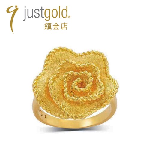 justgold镇金店海誓花黄金戒指