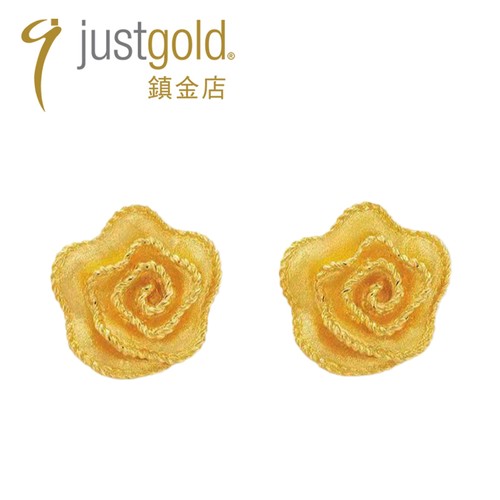justgold镇金店海誓花黄金耳钉