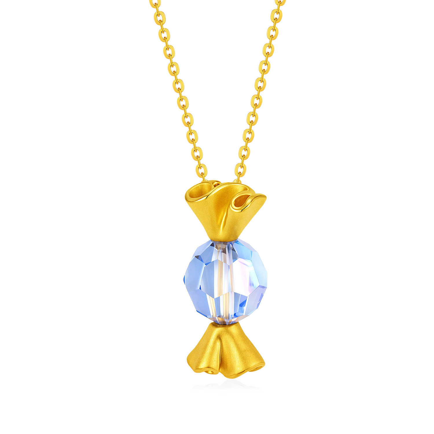 justgold镇金店浓情蜜意蓝色黄金足金吊坠1510231Y