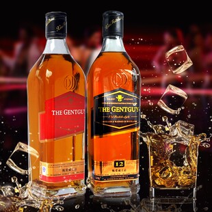 威士忌洋酒黑标方瓶40度调鸡尾酒WHISKY畅销款洋酒组合套装超市款