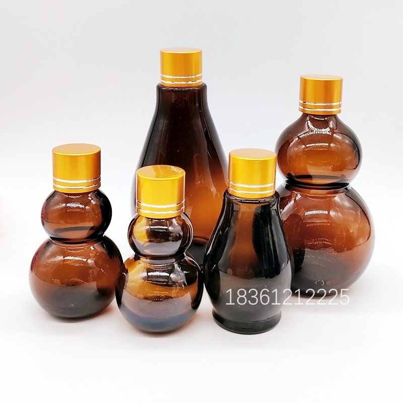 茶色葫芦玻璃分装瓶精油瓶空瓶棕