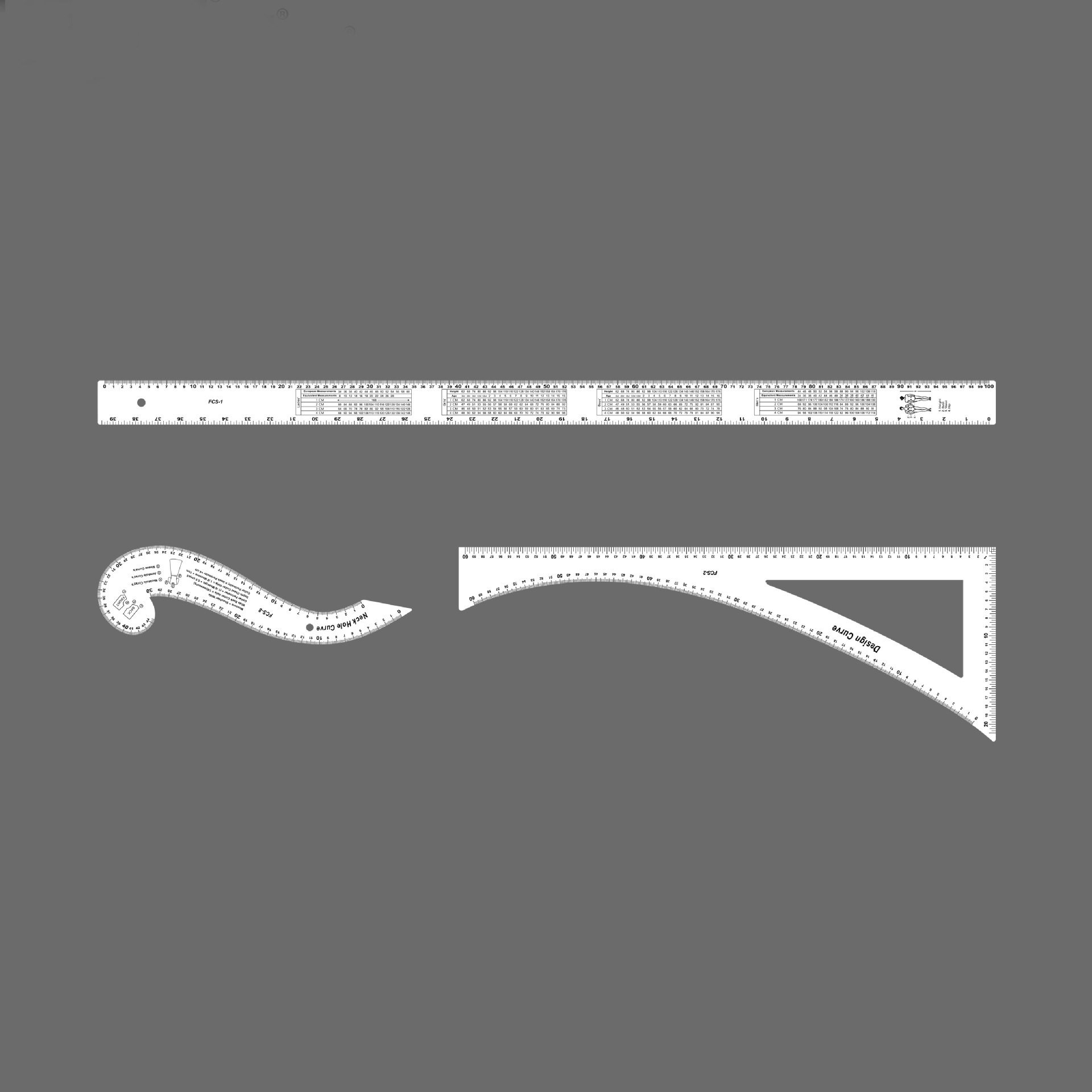 亚克力服装尺 设计制版尺 裁剪尺 放码尺 曲线弧线直尺 打版尺子