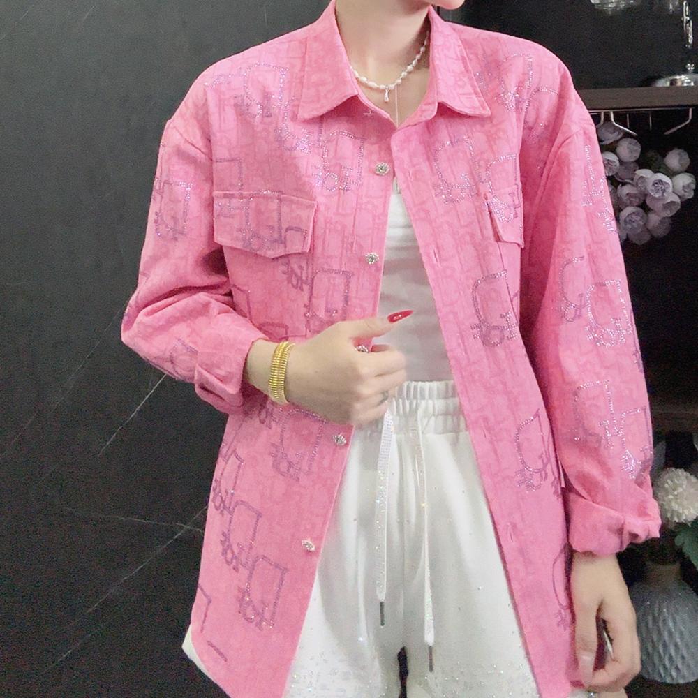 秋季新款重工烫钻牛仔衬衫外套女