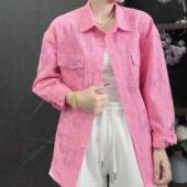 外套女宽松休闲设计感长袖 重工满印烫钻牛仔衬衫 上衣 新款 2025秋季