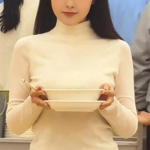 吴曼同款白色半高领针织打底衫秋冬季百搭初恋风温柔通勤气质显瘦