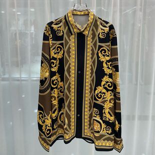 黑暗萝莉大美同款衬衫时尚休闲青年流行数码印花长袖衬衣春夏早秋