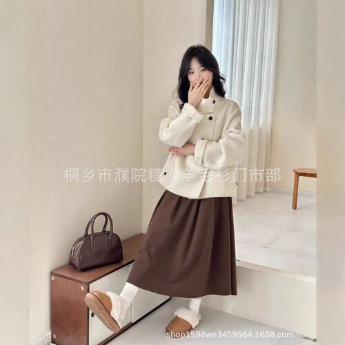 小思思同款白色毛呢外套新款秋冬