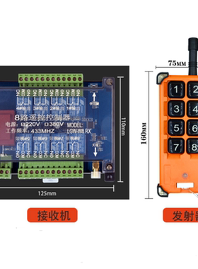 LGW-W8RX配电箱改装工业遥控开关点动自锁木材粉碎机液压阀控制器