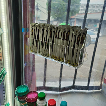 多格超市冰箱门巧克力架冰柜门吸盘架便利店透明吸盘挂架带分隔