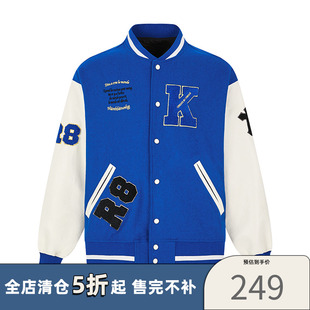 【潮WOO专属】KREATE雷雨国潮秋冬高街vibe刺绣毛呢棒球服夹克男
