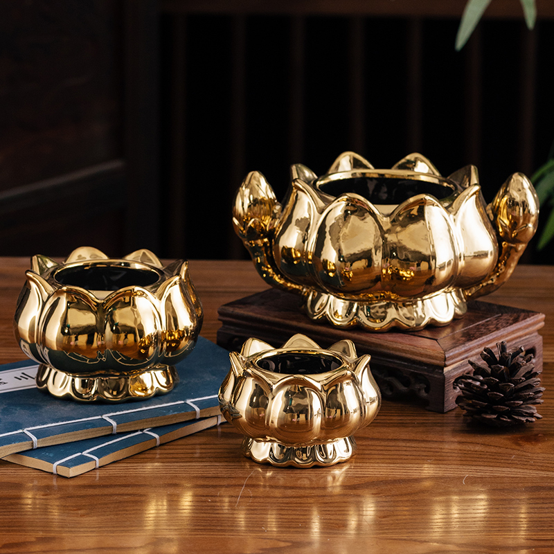 莲花香炉供佛家用陶瓷室内香炉佛具用品居室香炉