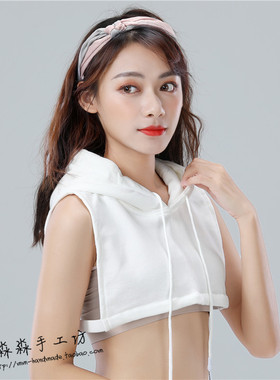2023新北美hiphop半身假领子 白色套头帽子假两件衣领配卫衣装饰
