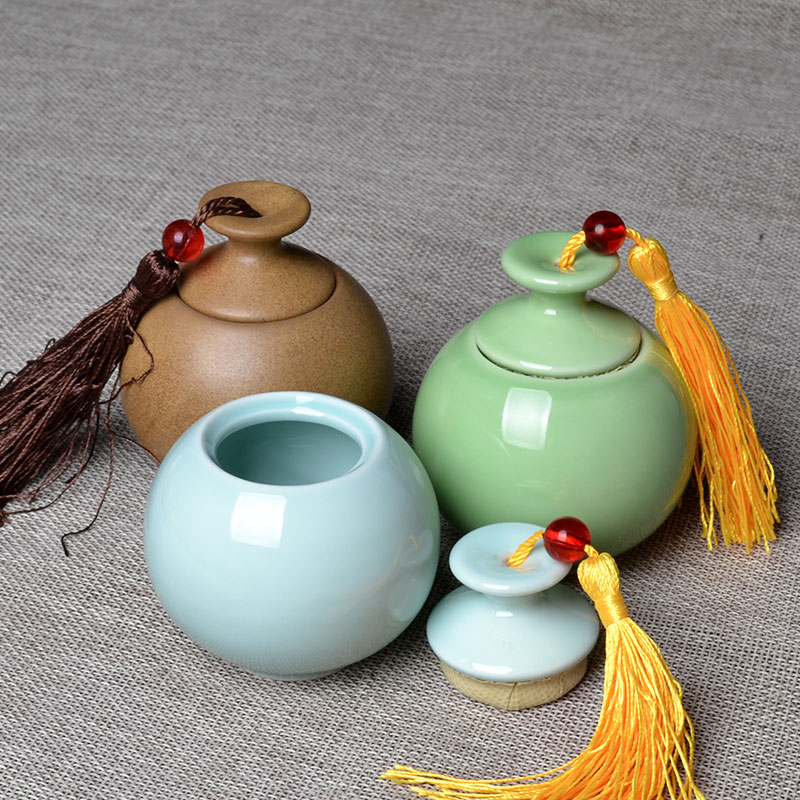 迷你香粉丸药瓶古典陶瓷小号密封储藏藏红花茶叶石斛枫斗枸杞罐子