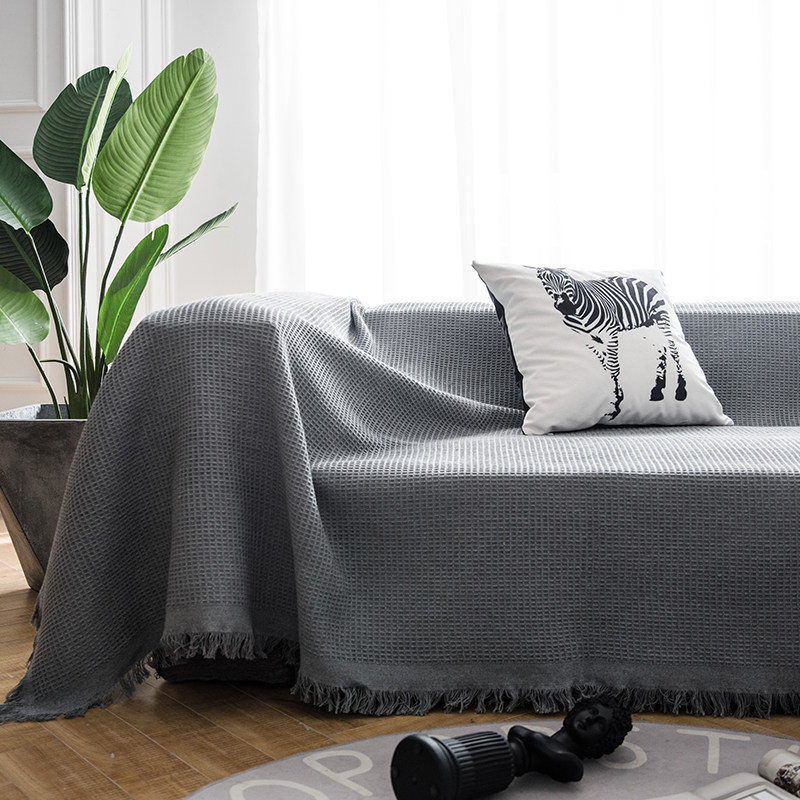 北欧风黑灰色全罩棉麻纯色出租房三人沙发盖布套罩沙发巾垫布套,居家布艺,沙发套,淘宝优惠券,粉丝福利购,淘宝优惠卷