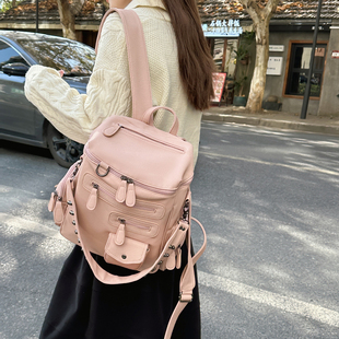 韩版秋冬款单肩两用大学生背包女2025新款通勤外出休闲旅游双肩包