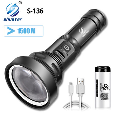 LED Flashlight with Lighting Distance Over 1500 Meters Use L