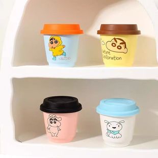 女高颜值礼物可爱水杯办公室随手咖啡杯 蜡笔小新联名陶瓷杯子新款