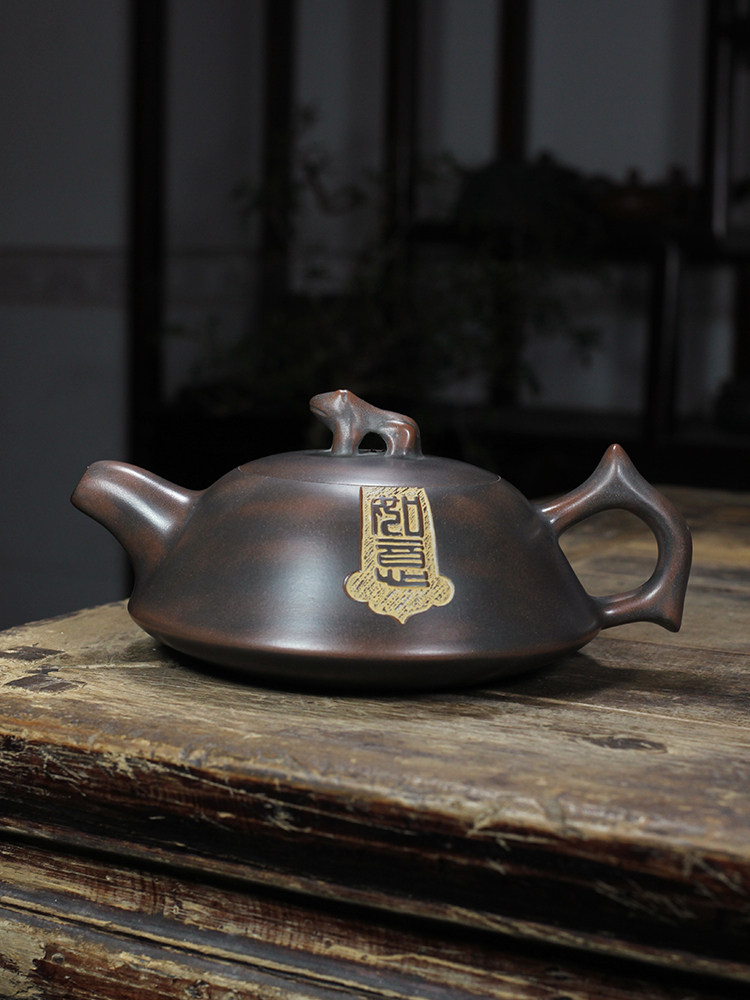 广西钦州古艺坭兴陶名家蛙鸣壶纯全手工原矿紫泥工艺茶壶茶具