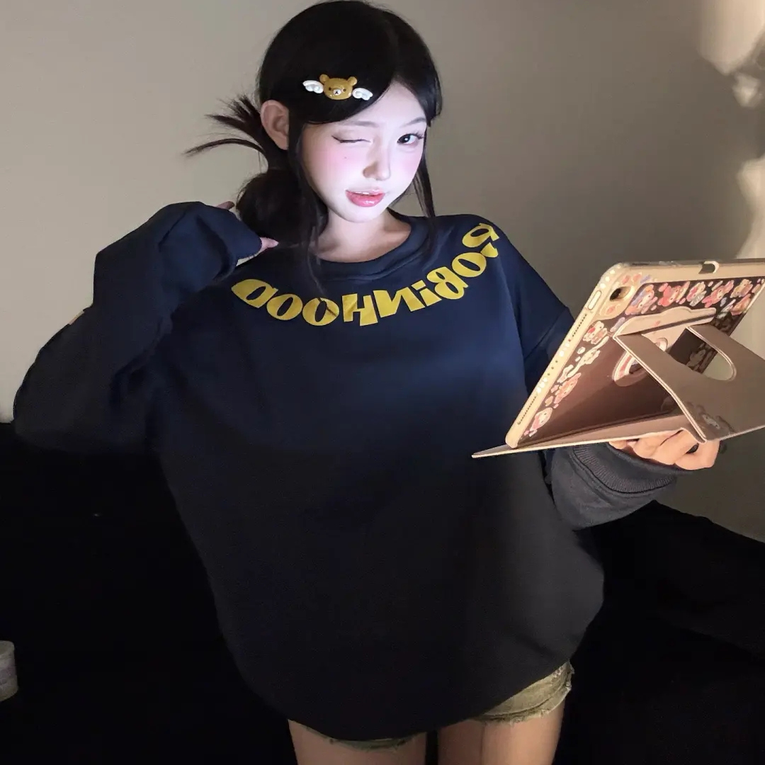 美式高街卫衣女2025新款纯棉套头