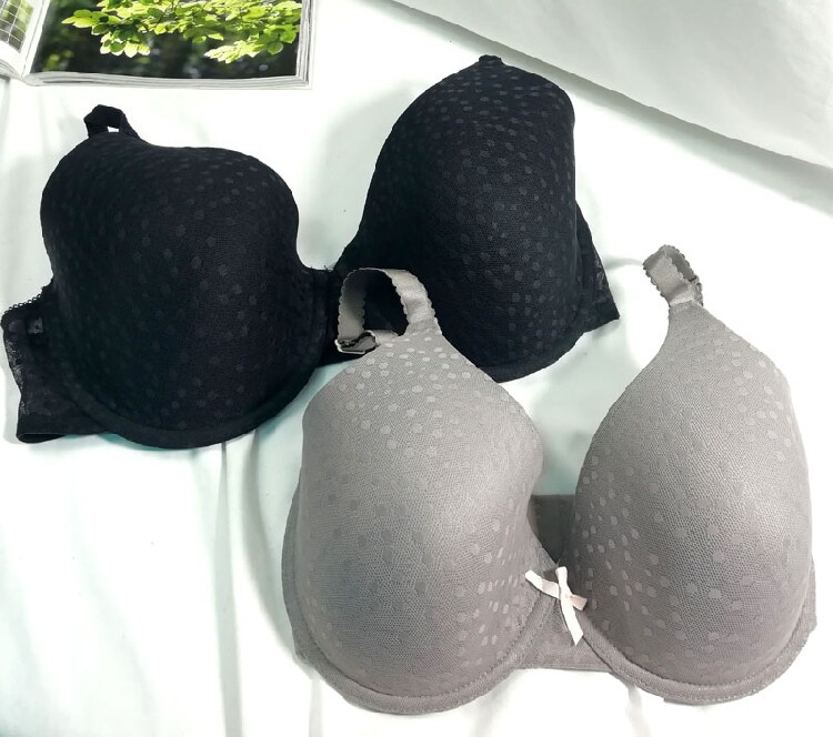 大胸显小内衣 全杯薄款波点薄杯全杯文胸70e75eg80f85de40f j10e