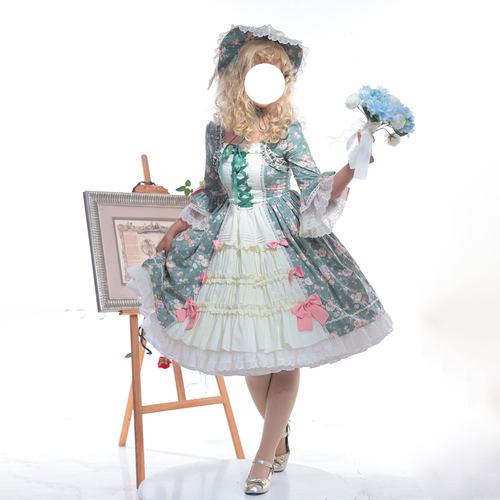 全款预约森系田园花墙lolita