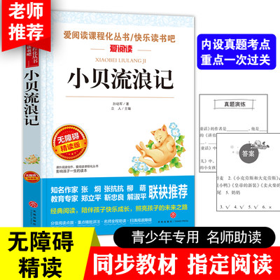 推荐阅读 小贝流浪记孙幼军著 无障碍精读版青少版名著 课外书10-15岁小学生五六年级bi读儿童文学书籍  天地出版社