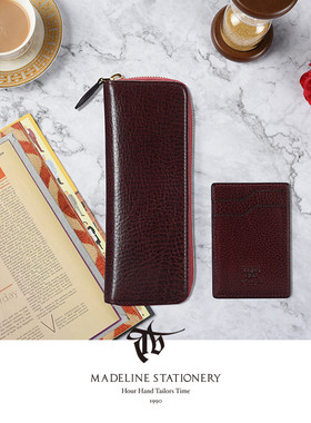 TIMEBOX 意大利大荔枝纹牛皮商务复古真皮收纳笔袋多色可选