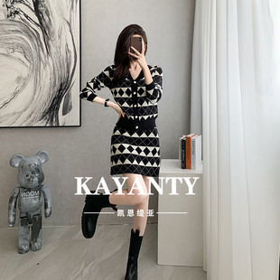 女秋款 KAYANTY法式 套装 小香风针织长袖 气质减龄半身裙两件套 开衫