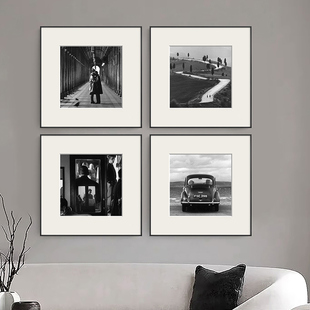 现代简约经典黑白摄影装饰画小众艺术客厅卧室书房样板间走廊挂画