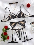 Сексуальный бюстгалтер, штаны, комплект, нижнее белье, европейский стиль, 3 предмета