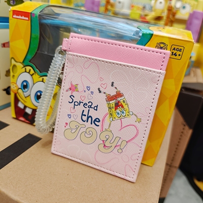 日本正版老货海绵宝宝可爱卡通动漫伸缩卡包周边