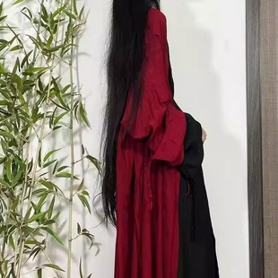 成人套装 女侠风超仙交领直裾中国风古装 魏晋风 衫 汉服女清冷风大袖