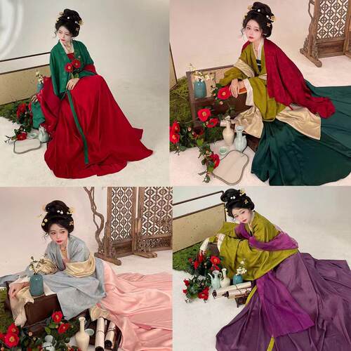 花神司【露华浓】唐风系列金光上衣齐胸破裙法门寺披衫提花汉服女
